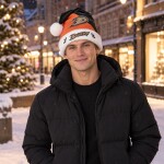 Pánská zimní čepice Anaheim Ducks NHL FOCO Colorblock Santa Hat
