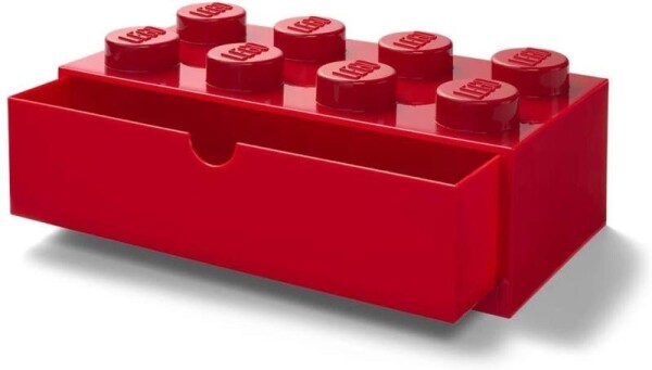 Úložný box LEGO stolní 8 se zásuvkou - červený