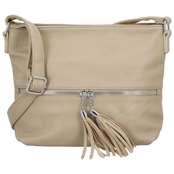 Trendy dámská koženková crossbody kabelka Vaka, tmavě béžová