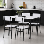 Jídelní set s 4 židlemi, 110x70x76cm, mdf, bílá, AUT-O2155 WT