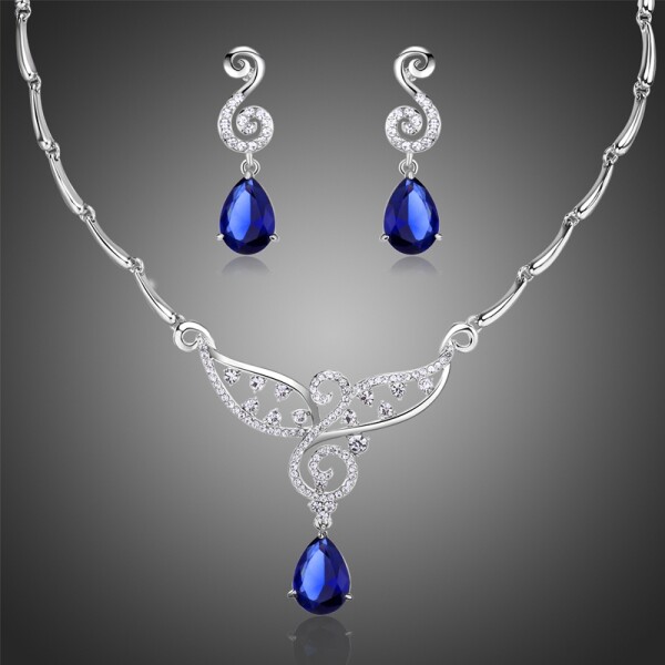 Souprava náhrdelníku a náušnic Swarovski Elements Brembilla, Tmavě modrá 40 cm + 4 cm (prodloužení)