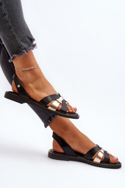 Dámské černé kožené sandály Zazoo 40382 38