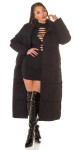 Sexy Fashionista Extra Long Winterjacke mit Gürtel barva black velikost