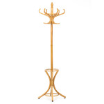 Věšák dřevěný stojanový, masiv topol a bříza, barva medový dub, výška 185 cm