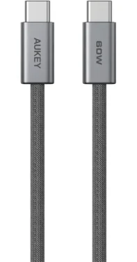 Aukey kabel USB-C - USB-C 1.8 m šedá / Kabel / USB-C - USB-C / 1.8 m (Aukey)