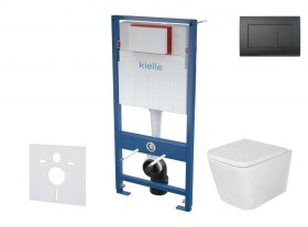 Kielle - Genesis Set předstěnové instalace, klozetu Arkas I, sedátka softclose a tlačítka Gemini III, matná černá 30505SS36
