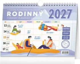 NOTIQUE Týdenní rodinný plánovací kalendář s háčkem 2027 / Kalendář / 30 × 21 cm