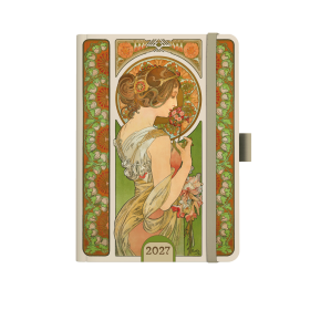 Týdenní diář 2027 Baloušek A5 Alfons Mucha zelený