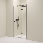 Erga Bern, 1-křídlé dělené sprchové dveře do otvoru 70x195 cm, 6mm čiré sklo, černý profil, ERG-V02-BERN-D070-BK