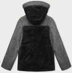 Černo-melanžová volná bunda s odepínací kapucí Vaston (SJ218-036#) odstíny černé L (40)