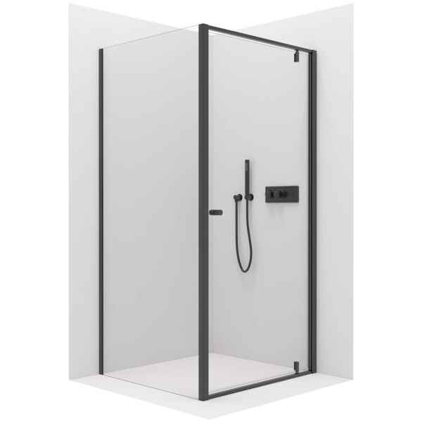 CERANO - Sprchový kout Ferri L/P - 6 mm - černá matná, transparentní sklo - 80x80x195 - pivotový CER-427471