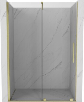 MEXEN/S - Velar posuvné sprchové dveře 130, transparent, zlatá kartáčovaná 871-130-000-01-55