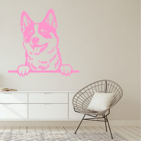 Samolepka Akita Inu Barva: růžová, Velikost: 60 x 58 cm