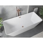 MEXEN/S - Velo Slim volně stojící vana 170 x 75, bílá, sifon a přepad měď kartáčovaná 52811707500-65