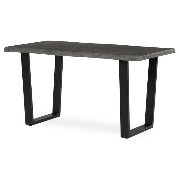 Stůl jídelní, 140x80x75 cm, MDF deska, dekor šedý dub, kovová nohy ve tvaru U, černý matný lak