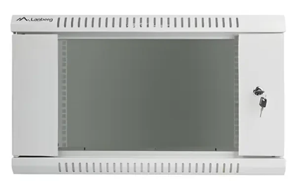 Lanberg WF01-6406-10S šedý / Nástěnný rozvaděč 19" / 6U / 600×450 mm / prosklené dveře / flat pack (WF01-6406-10S)