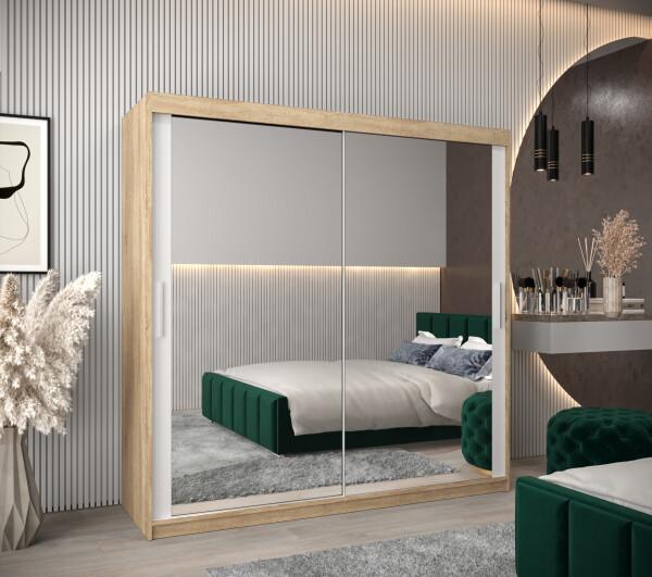 Šatní skříň Abi T3 Barva korpusu: Dub Sonoma, Rozměry: 200 cm, Dveře: Bílá