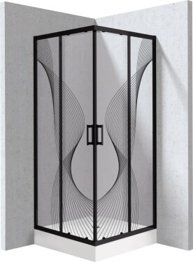 DEANTE - Funkia Evo čtvercový kout s vaničkou, 80x80 cm – vzor vlna KYCZNB88P