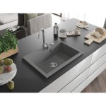 MEXEN - Elix granitový dřez 1-miska 700 x 500 mm, šedý, sifon chrom 6526701005-71