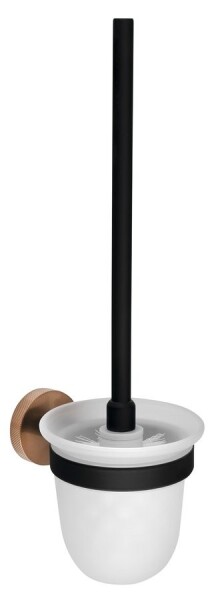 SAPHO - LARISSA WC štětka závěsná, mléčné sklo, černá/měď mat WS008BC