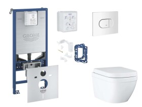 GROHE - Rapid SLX Set předstěnové instalace, klozetu, sedátka SoftClose, tlačítka Arena Cosmopolitan a sady pro vhazování tablet, Triple Vortex, alpská bílá SANI11BB3138