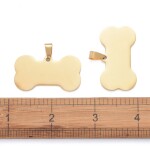 Přívěsek z nerezové oceli - kost pro pejska - 22 x 40 x 1,8 mm - 1 ks Barva: Černá