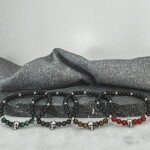 Pánský náramek Cristoval - lebka, 6 mm tygří oko, onyx, Hnědá 19 cm
