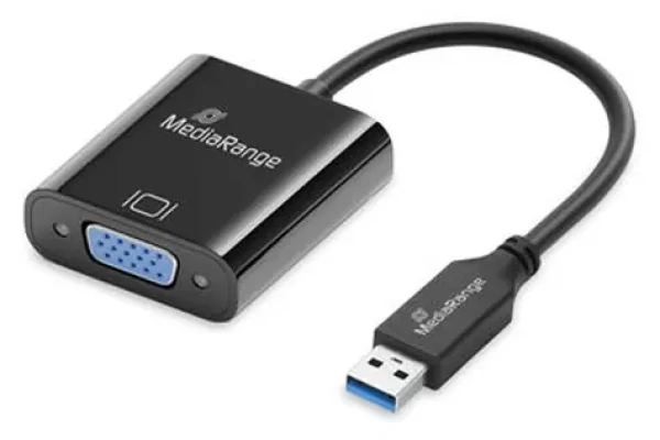 MediaRange USB-A 3.0 na VGA černá / Konvertor / Full HD 60Hz / pozlacené kontakty (MRCS230)