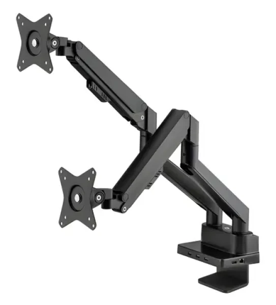 Manhattan Držák pro 2 monitory s dokovací stanicí 8v1 černá / Držák monitoru / 17-32" / VESA 75x75-100x100 (461887)