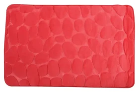 MSV Pebbles červená / Koupelnová předložka / 50 x 80 cm / protiskluzová / PU pěna