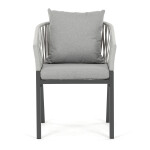 Zahradní židle, kov, polyratan, šedá, AZC-S1430 GREY