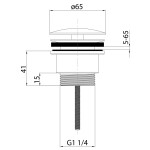 SAPHO - Umyvadlová výpust 5/4“, neuzavíratelná, velká zátka, 5-65, černá mat CV3004B