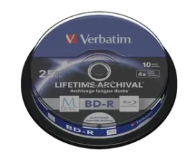Verbatim M-DISC BD-R Blu-Ray SL 25GB 10ks / 4x / Inkjet printable / spindle (43825-V)