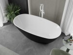 MEXEN/S - Eris volně stojící vana 180 x 95, bílá/černá, sifon a přepad bílá 53441809575-20