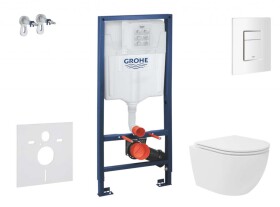 GROHE - Rapid SL Set předstěnové instalace, kompaktního klozetu Oudee Vortex a sedátka softclose, tlačítko Skate Cosmopolitan, alpská bílá SANI11BA3106
