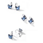 Náušnice Swarovski Elements Montanari modré - motýlek, Tmavě modrá