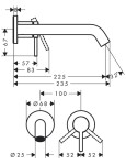HANSGROHE - Tecturis S Umyvadlová baterie pod omítku, s výpustí, 2-otvorová instalace, EcoSmart+, kartáčovaný černý chrom 73351340