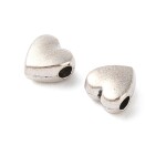 Kovový korálek - starostříbrný - srdce - 7 x 7 x 4 mm - 1 ks