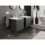 MEXEN/S - Rivel koupelnová skříňka 50 cm s umyvadlem Otis, 2 zásuvky, reliéf , grafit mat/bílá mat 91A20-05047-2-BFF66-W18M01