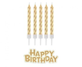 Dortisimo Godan svíčky zlaté s nápisem Happy Birthday (16 ks)