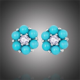 Stříbrné náušnice s tyrkysovým magnezitem Claudie, stříbro 925/1000, Tyrkysová
