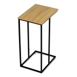 Odkládací stůl, MDF deska, dekor divoký dub, černý kov