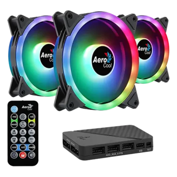 AeroCool Duo 12 Pro / sada ventilátorů / 120mm / ARGB / hub / ovladač (AEROPGSDUO12-PRO-ARG)