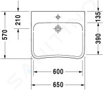 DURAVIT - DuraStyle Umyvadlo Med, 650x570 mm, s 1 otvorem pro baterii, bílá 2330650000