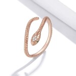 Stříbrný prsten Graceful Snake Rose Gold, stříbro 925/1000, had, nastavitelná Zlatá