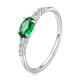 Stříbrný prsten se zirkony Marcelle, stříbro 925/1000, Zelená