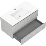 MEXEN/S - Rivel koupelnová skříňka 90 cm s umyvadlem Otis, 2 zásuvky, reliéf , šedá mat/bílá mat 91A20-09047-2-BFF62-W18M01