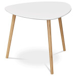 Stůl konferenční 55x55x45 cm, MDF bílá deska, nohy bambus přírodní odstín