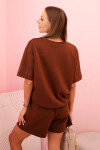 Dámská souprava s máslem a šortkami s vysokým pasem čokoládová UNI