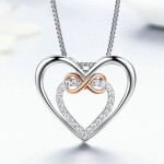 Stříbrný náhrdelník se zirkony Dolores - stříbro 925/1000, srdce, Stříbrná 45 cm